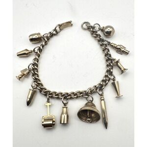 Vintage Charm Bracelet Office Theme Barware Moveable Bell Roller Lamp 1950s